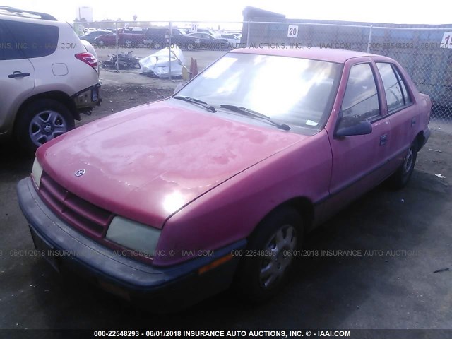 1B3XP28D5MN643435 - 1991 DODGE SHADOW AMERICA/S RED photo 2