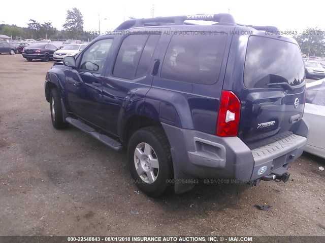 5N1AN08W57C515126 - 2007 NISSAN XTERRA OFF ROAD/S/SE BLUE photo 3