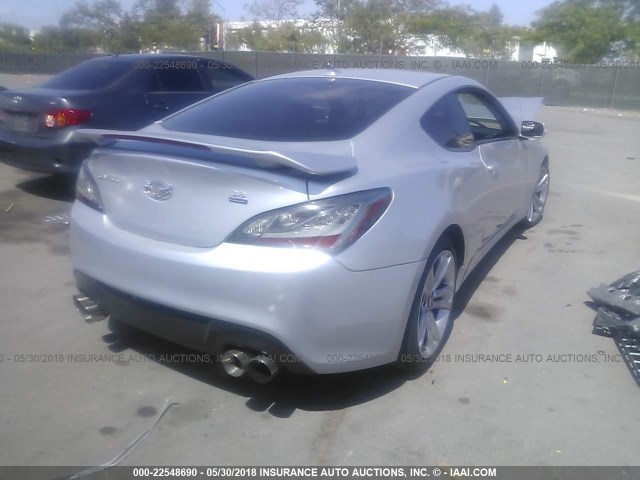 KMHHU6KH3CU077919 - 2012 HYUNDAI GENESIS COUPE 3.8L SILVER photo 4