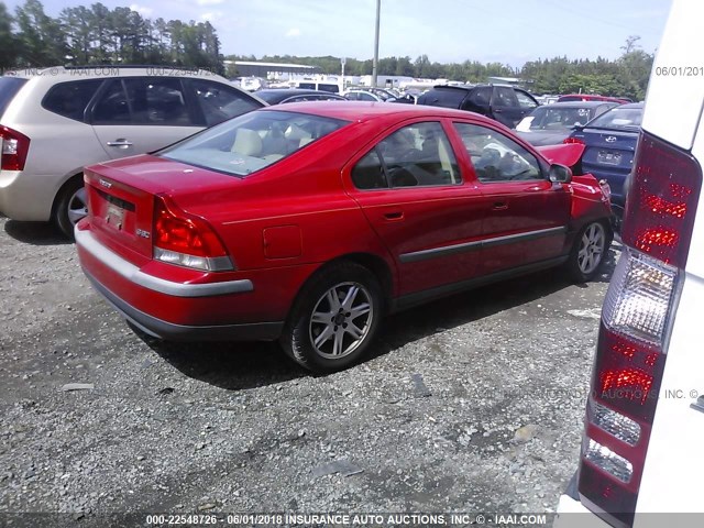 YV1RS61R212045006 - 2001 VOLVO S60 Красный фото 4
