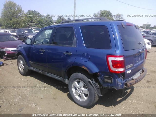 1FMCU03Z58KA59651 - 2008 FORD ESCAPE XLT BLUE photo 3