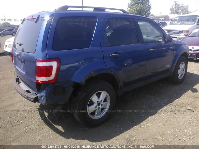 1FMCU03Z58KA59651 - 2008 FORD ESCAPE XLT BLUE photo 4