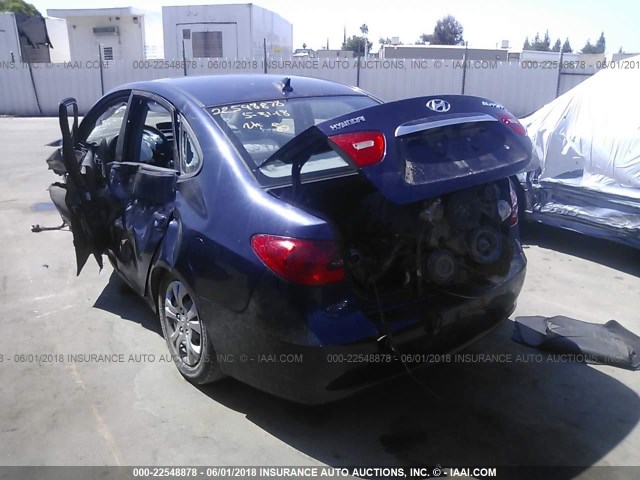 KMHDU4AD7AU923788 - 2010 HYUNDAI ELANTRA BLUE/GLS/SE BLUE photo 3