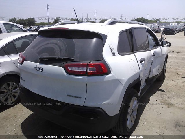 1C4PJLAB7FW628317 - 2015 JEEP CHEROKEE SPORT WHITE photo 4