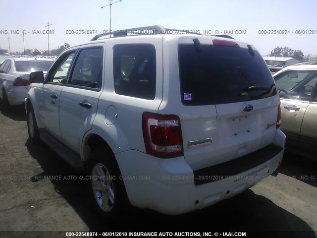 1FMCU5K35CKA22702 - 2012 FORD ESCAPE HYBRID WHITE photo 3