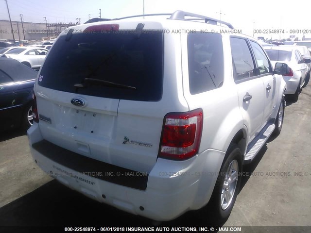 1FMCU5K35CKA22702 - 2012 FORD ESCAPE HYBRID WHITE photo 4