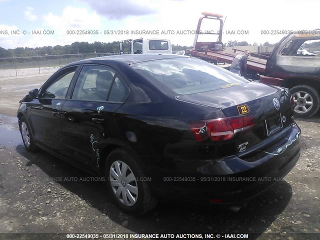 3VW267AJ7GM364234 - 2016 VOLKSWAGEN JETTA S BLACK photo 3