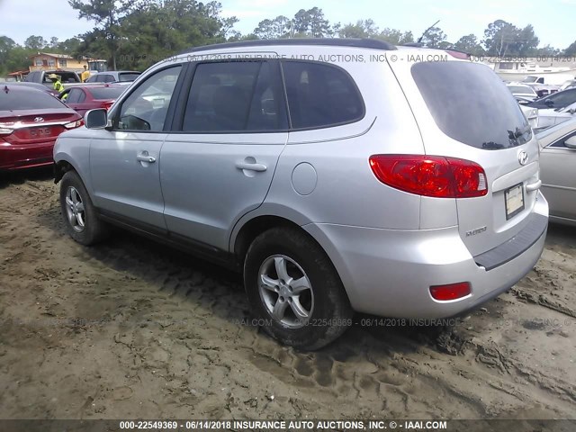 5NMSG73D68H170449 - 2008 HYUNDAI SANTA FE GLS SILVER photo 3