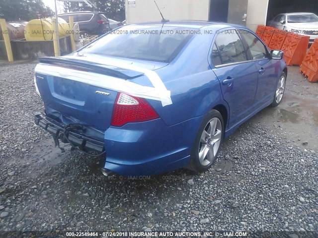 3FAHP0KC4BR131740 - 2011 FORD FUSION SPORT BLUE photo 4