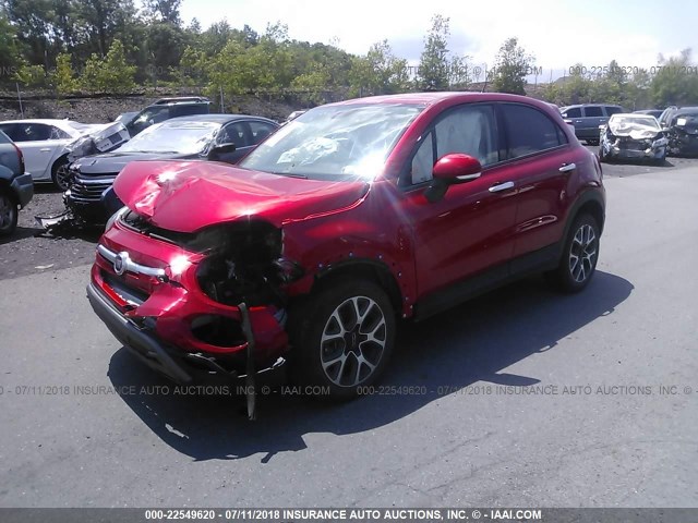 ZFBCFXCT8GP390814 - 2016 FIAT 500X TREKKING RED photo 2