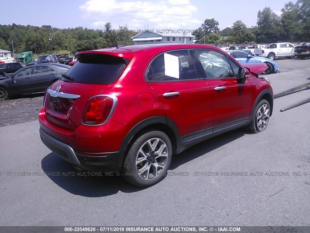 ZFBCFXCT8GP390814 - 2016 FIAT 500X TREKKING RED photo 4