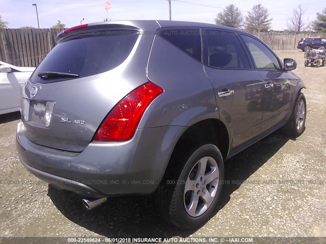 JN8AZ08W35W430374 - 2005 NISSAN MURANO SL/SE/S GRAY photo 4