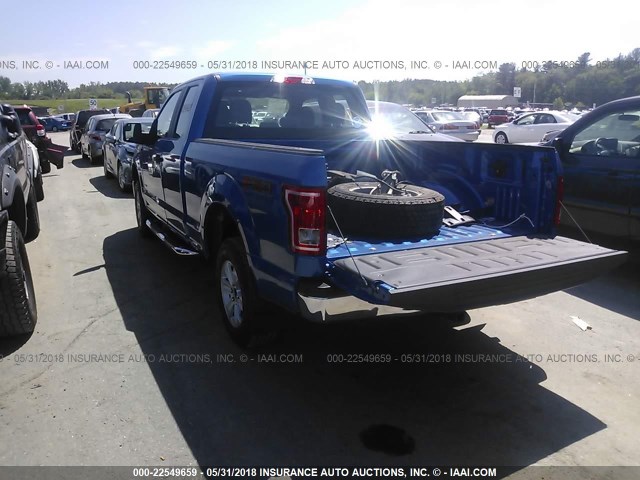 1FTEX1EP2GFA57160 - 2016 FORD F150 SUPER CAB BLUE photo 3