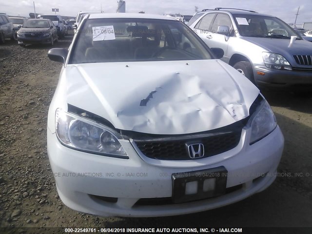 1HGEM22154L067971 - 2004 HONDA CIVIC DX VP WHITE photo 6