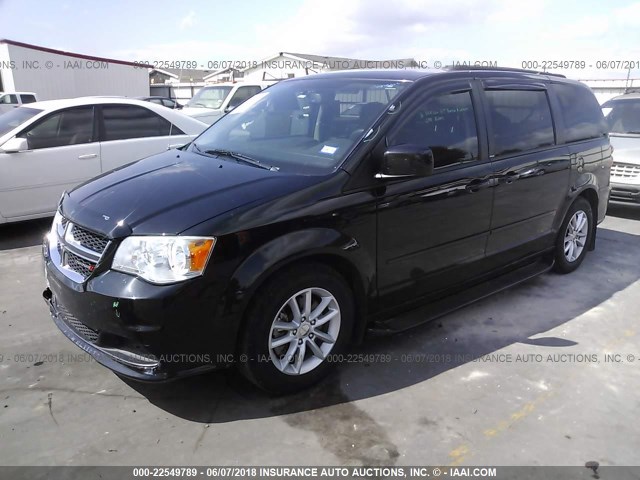 2C4RDGCGXDR807439 - 2013 DODGE GRAND CARAVAN SXT BLACK photo 2