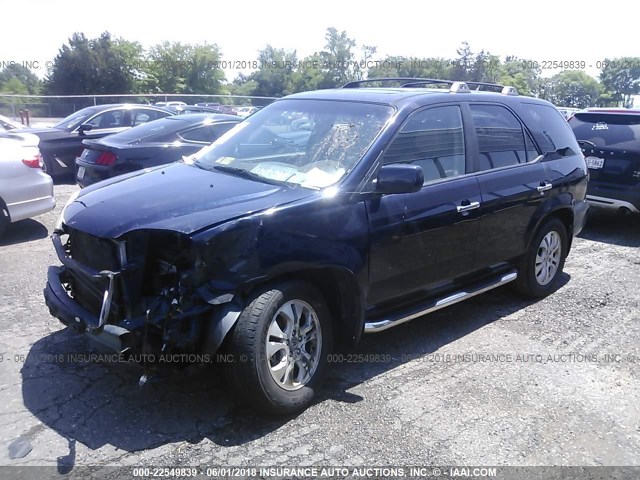 2HNYD18653H553887 - 2003 ACURA MDX TOURING BLUE photo 2