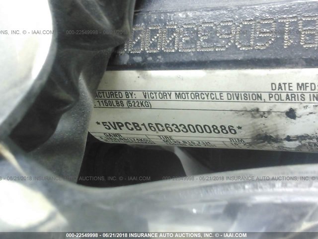 5VPCB16D633000886 - 2003 VICTORY MOTORCYCLES KINGPIN 黑色 照片 10