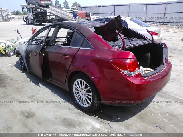 1G1PJ5S99B7241935 - 2011 CHEVROLET CRUZE ECO MAROON photo 3