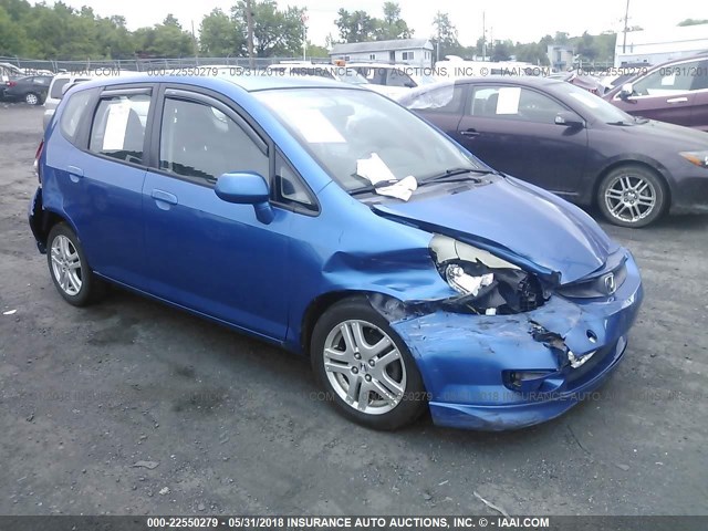 JHMGD38687S053829 - 2007 HONDA FIT S BLUE photo 1