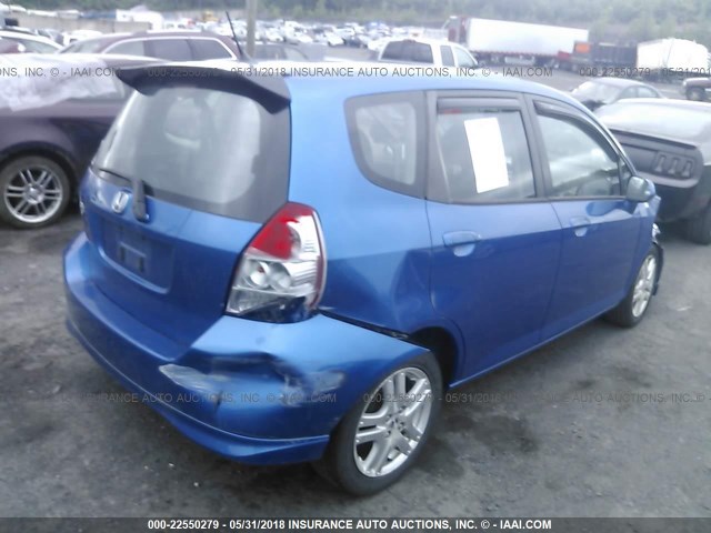 JHMGD38687S053829 - 2007 HONDA FIT S BLUE photo 4