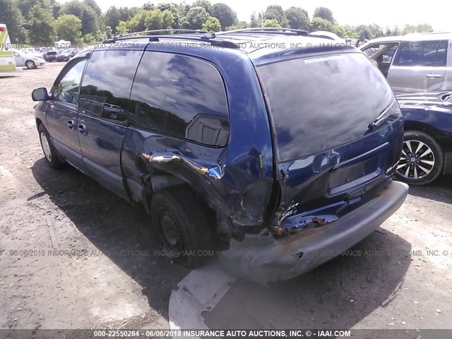 1B4GP44R1YB610707 - 2000 DODGE GRAND CARAVAN SE/SPORT BLUE photo 3