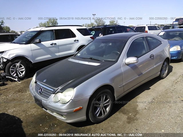 WDBRN47J82A372552 - 2002 MERCEDES-BENZ C 230K SPORT COUPE SILVER photo 2