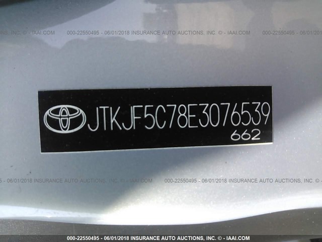 JTKJF5C78E3076539 - 2014 TOYOTA SCION TC 灰色 照片 9