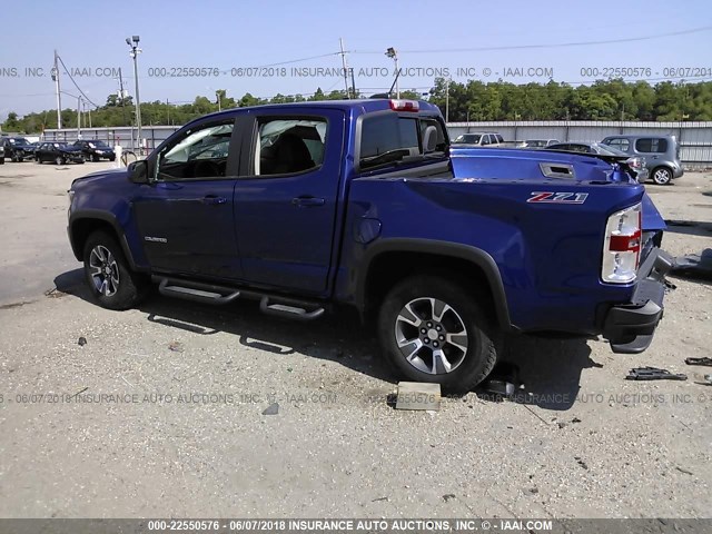 1GCGSDE37G1206035 - 2016 CHEVROLET COLORADO Z71 BLUE photo 3