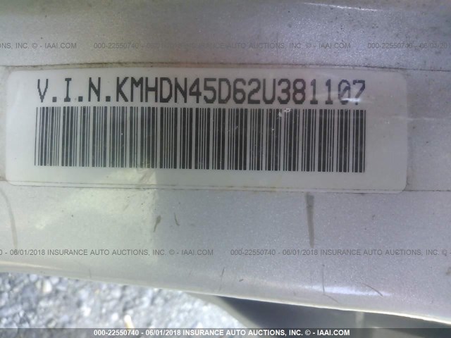 KMHDN45D62U381107 - 2002 HYUNDAI ELANTRA GLS/GT SILVER photo 9