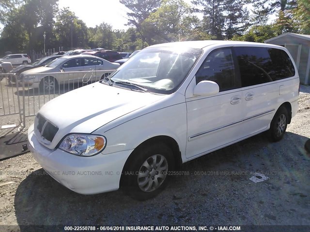 KNDUP131846596288 - 2004 KIA SEDONA EX/LX WHITE photo 2