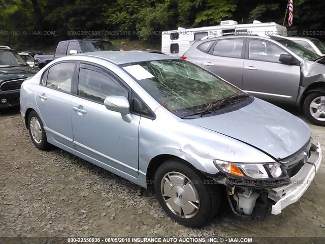 JHMFA36218S011928 - 2008 HONDA CIVIC HYBRID Light Blue photo 1