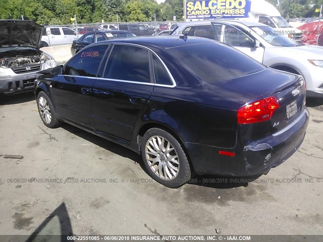 WAUDF78E98A133996 - 2008 AUDI A4 2.0T QUATTRO Dark Blue photo 3