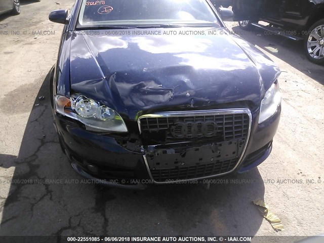 WAUDF78E98A133996 - 2008 AUDI A4 2.0T QUATTRO Dark Blue photo 6