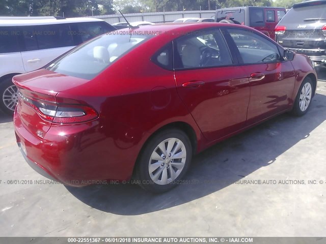 1C3CDFBB4ED861270 - 2014 DODGE DART SXT RED photo 4