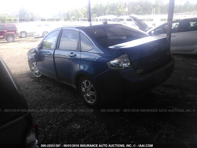 1FAHP35N68W173282 - 2008 FORD FOCUS SE/SEL/SES BLUE photo 3