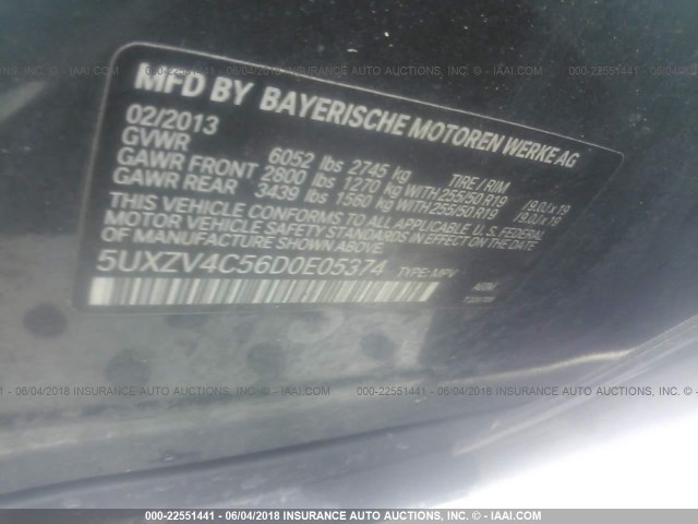 5UXZV4C56D0E05374 - 2013 BMW X5 XDRIVE35I GRAY photo 9