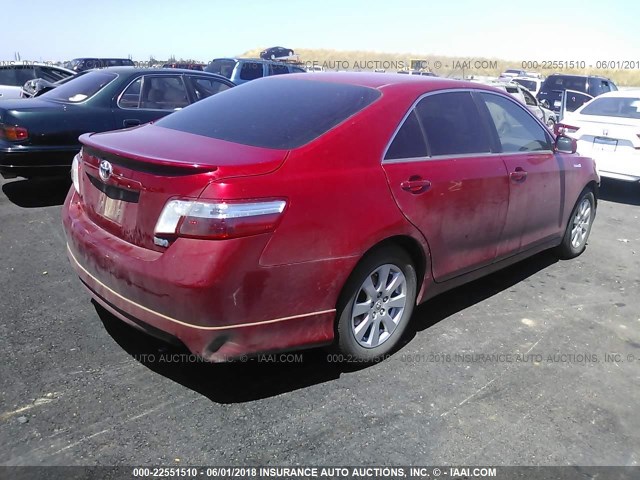 JTNBB46K273017812 - 2007 TOYOTA CAMRY NEW GENERAT HYBRID RED photo 4