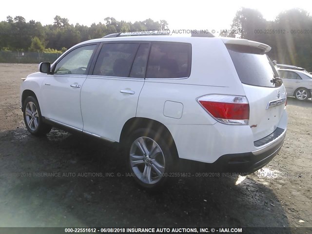 5TDYK3EH7BS045918 - 2011 TOYOTA HIGHLANDER LIMITED WHITE photo 3