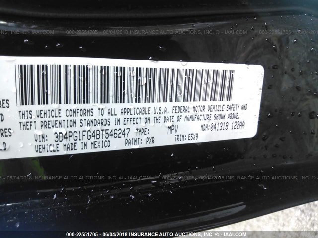 3D4PG1FG4BT546247 - 2011 DODGE JOURNEY MAINSTREET BLACK photo 9