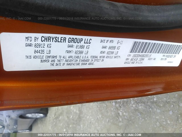 1B3CB3HA3BD255115 - 2011 DODGE CALIBER MAINSTREET ORANGE photo 9