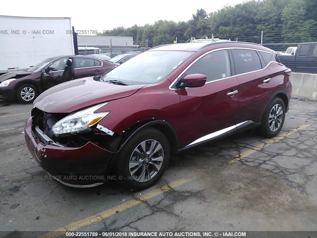 5N1AZ2MG0HN119285 - 2017 NISSAN MURANO S/SL/SV/PLATINUM MAROON photo 2