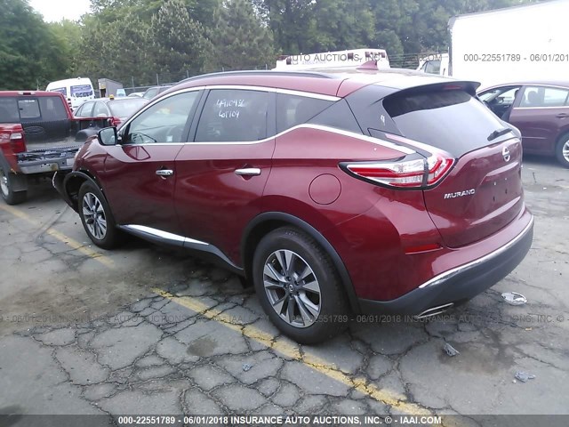 5N1AZ2MG0HN119285 - 2017 NISSAN MURANO S/SL/SV/PLATINUM MAROON photo 3