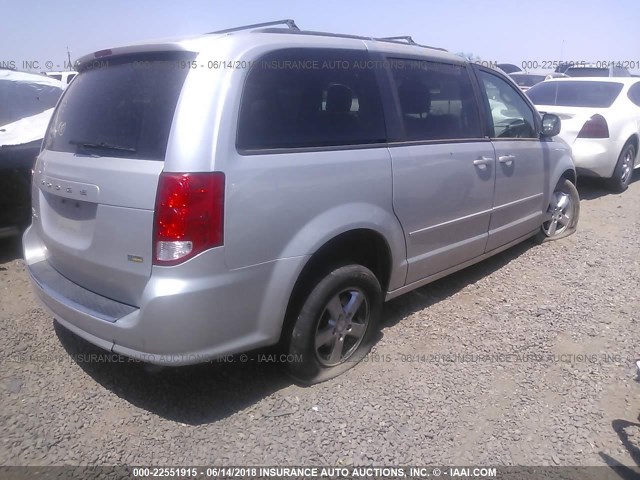 2C4RDGCG5CR253290 - 2012 DODGE GRAND CARAVAN SXT SILVER photo 4