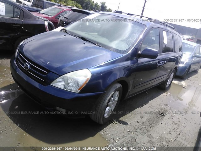 KNDMB233X66077560 - 2006 KIA SEDONA EX/LX BLUE photo 2