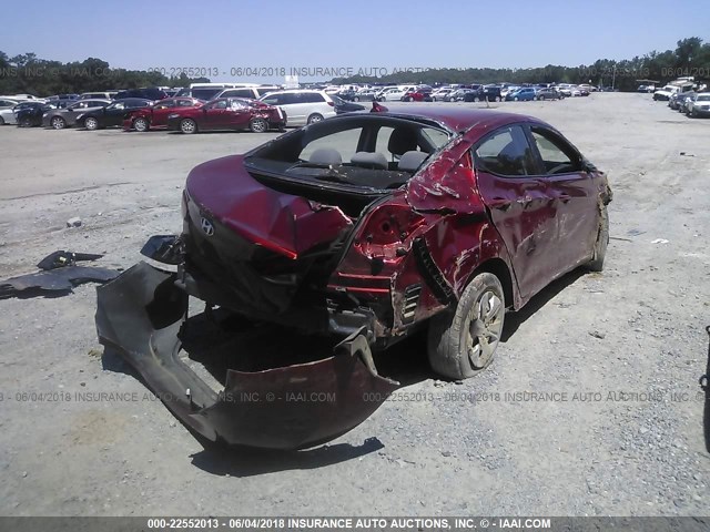 5NPDH4AE4GH769187 - 2016 HYUNDAI ELANTRA SE/SPORT/LIMITED RED photo 4