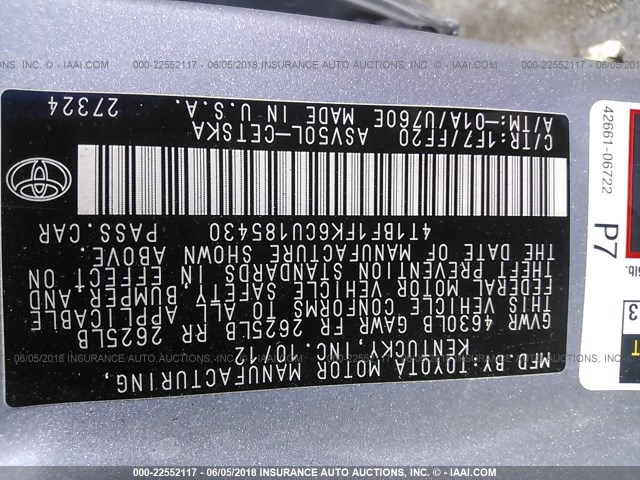 4T1BF1FK6CU185430 - 2012 TOYOTA CAMRY SE/LE/XLE 银色 照片 9