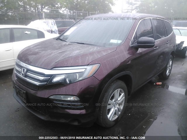 5FNYF6H13GB094968 - 2016 HONDA PILOT LX BURGUNDY photo 2