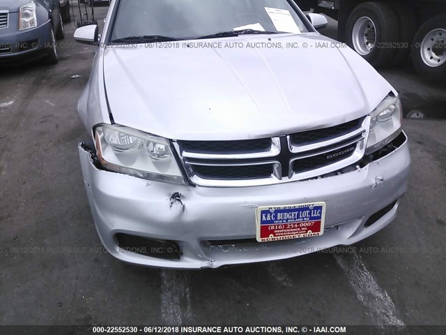 1C3CDZCB6CN182205 - 2012 DODGE AVENGER SXT SILVER photo 6