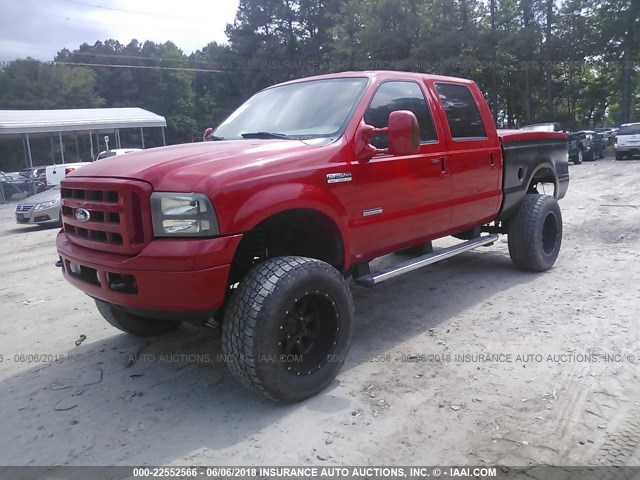 1FTSW21P15EC22801 - 2005 FORD F250 SUPER DUTY RED photo 2