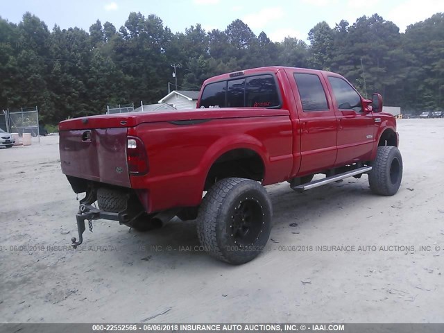 1FTSW21P15EC22801 - 2005 FORD F250 SUPER DUTY RED photo 4